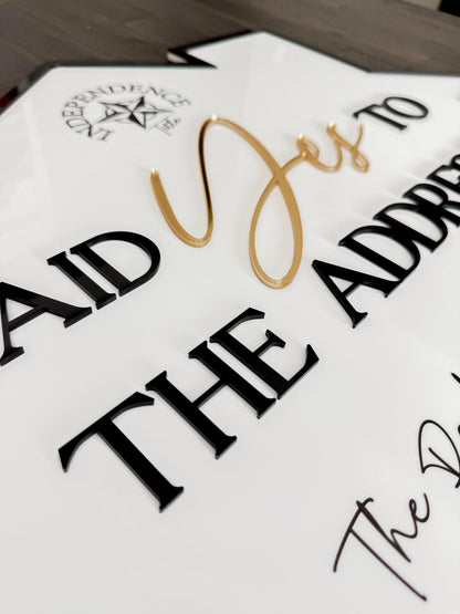 Personalized Realtor Sign with Logo | Say Yes to the Address | Closing Realty | House Sold Acrylic | Closing Prop | Realtor Gift Sold