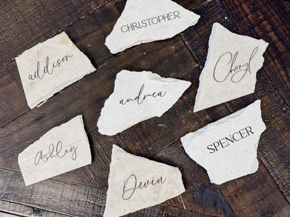 Marble Stone Place Card | Acrylic Wedding Place Name | Travertine Looking