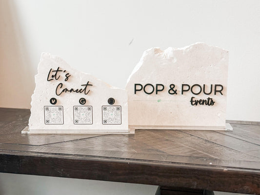 Custom Stone Business Sign | Natural Stone Logo Sign with Acrylic Lettering | Event Bar Sign | Small Business Branding Decor