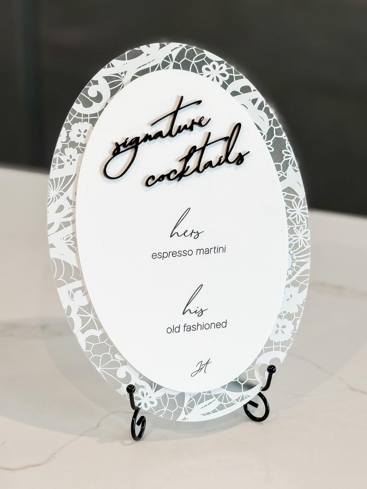 Floral Lace Signature Cocktails Sign