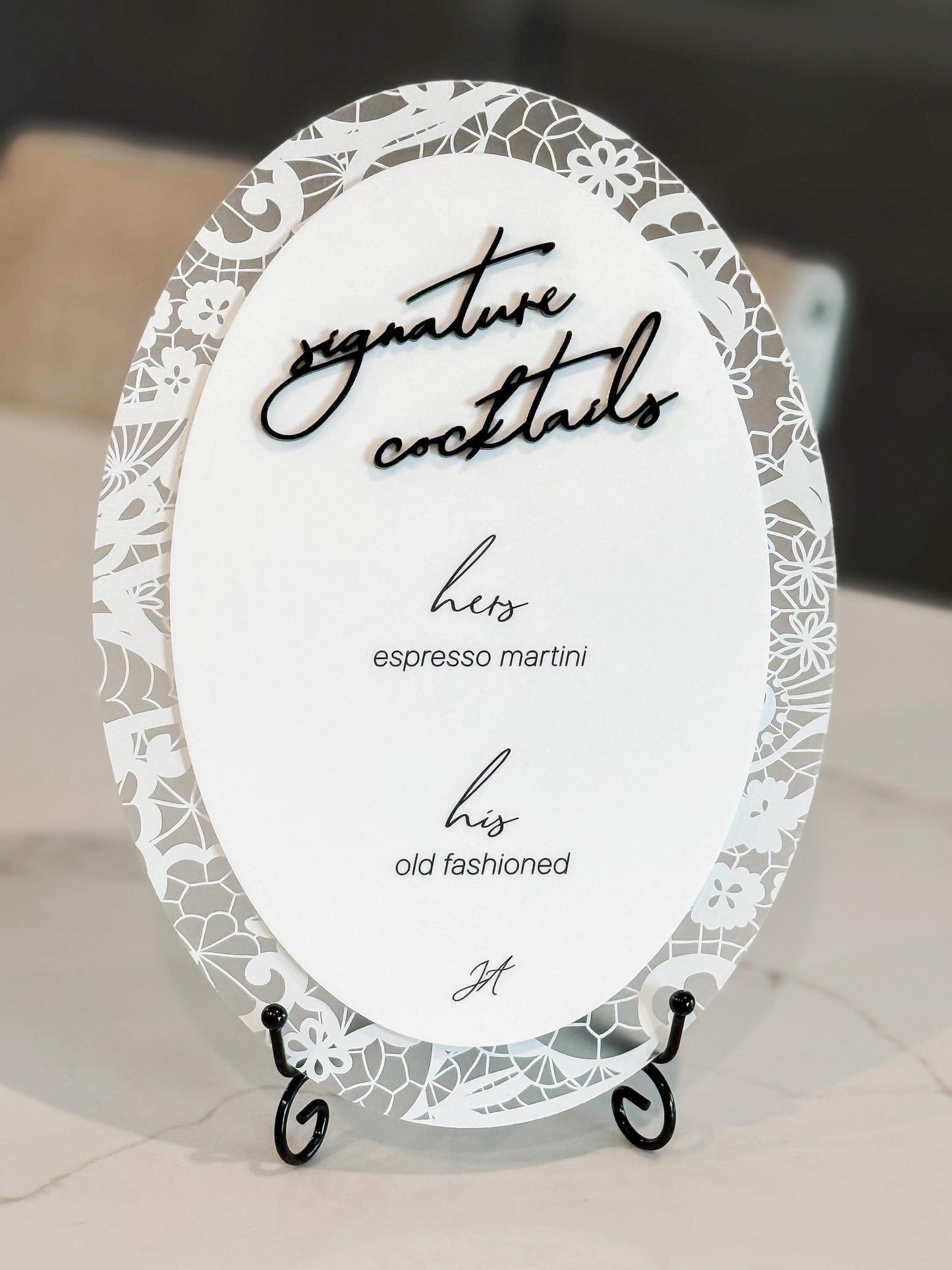 Floral Lace Signature Cocktails Sign
