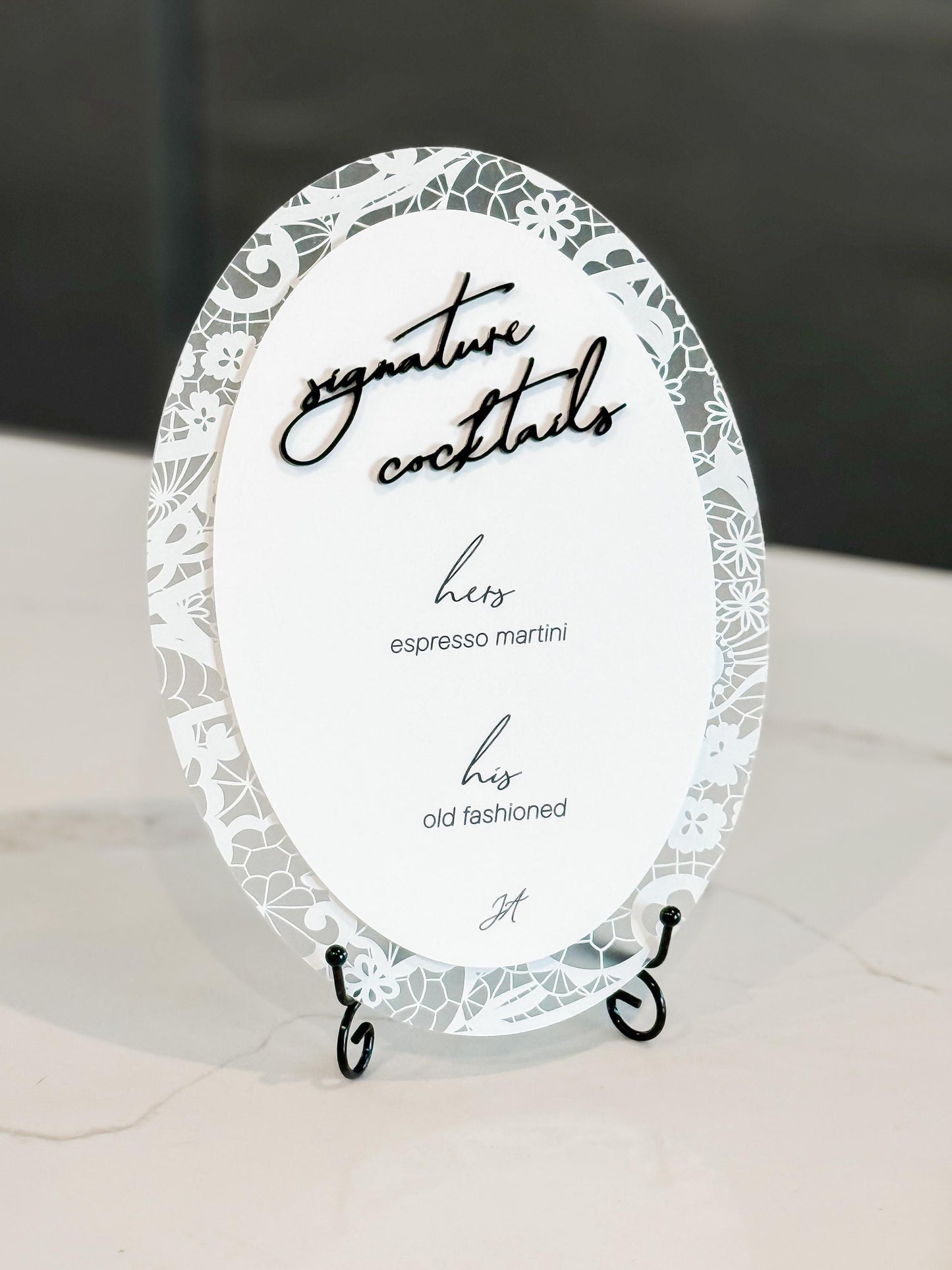 Floral Lace Signature Cocktails Sign