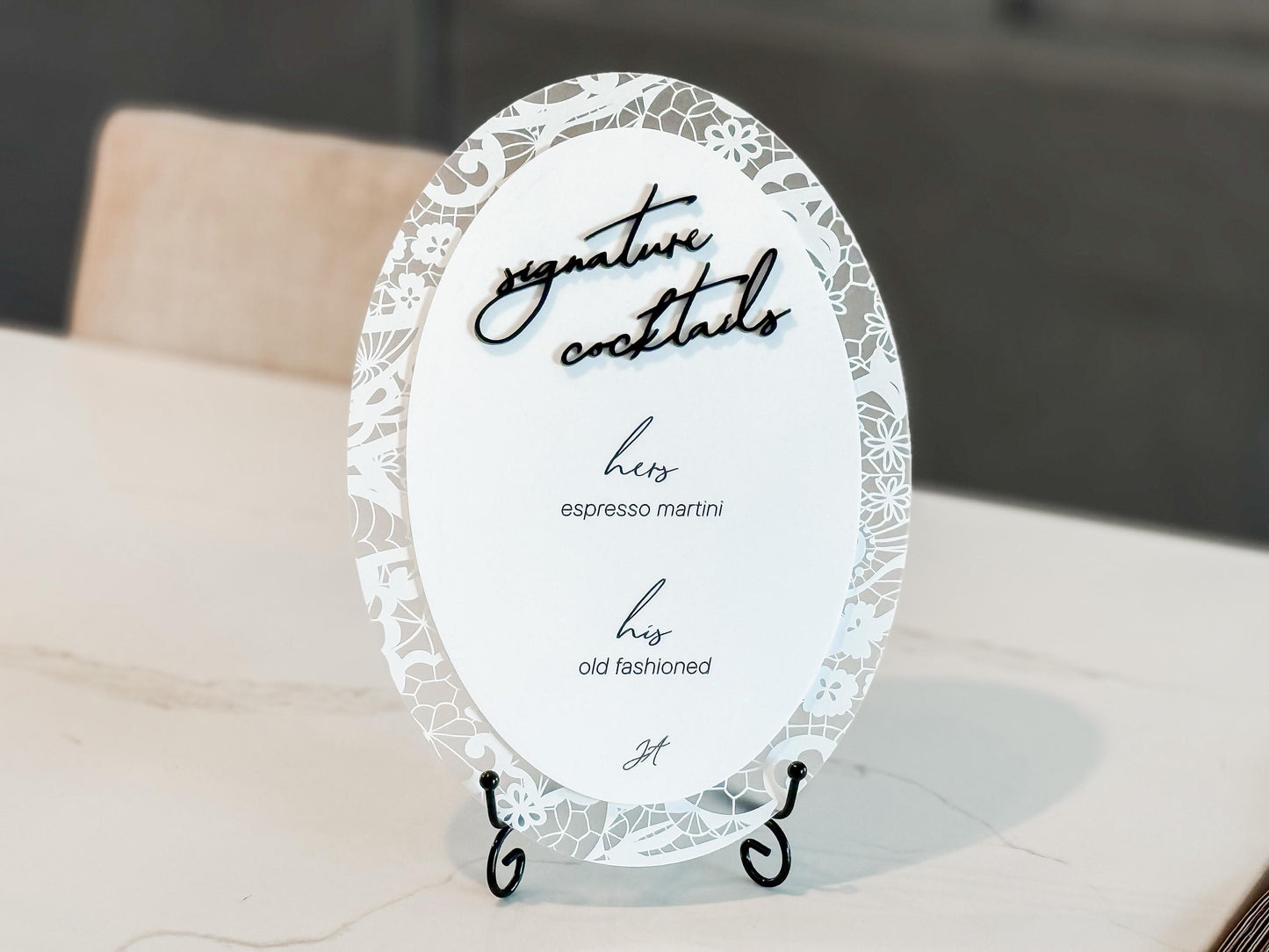 Floral Lace Signature Cocktails Sign