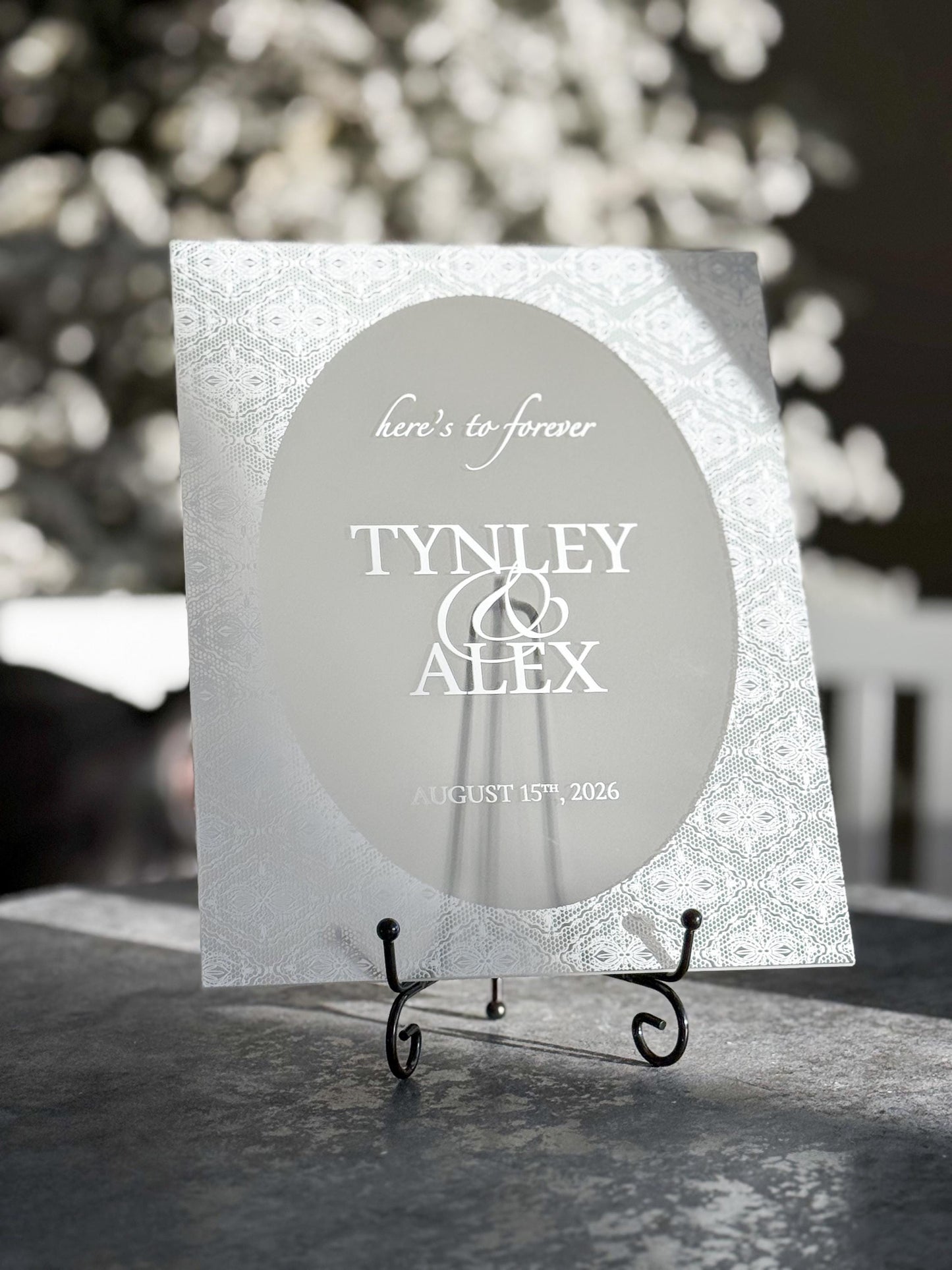 Personalized Wedding Welcome Sign | Acrylic Lace Wedding Sign | Modern Wedding Decor | Custom Couple Name Sign | Engagement Sign