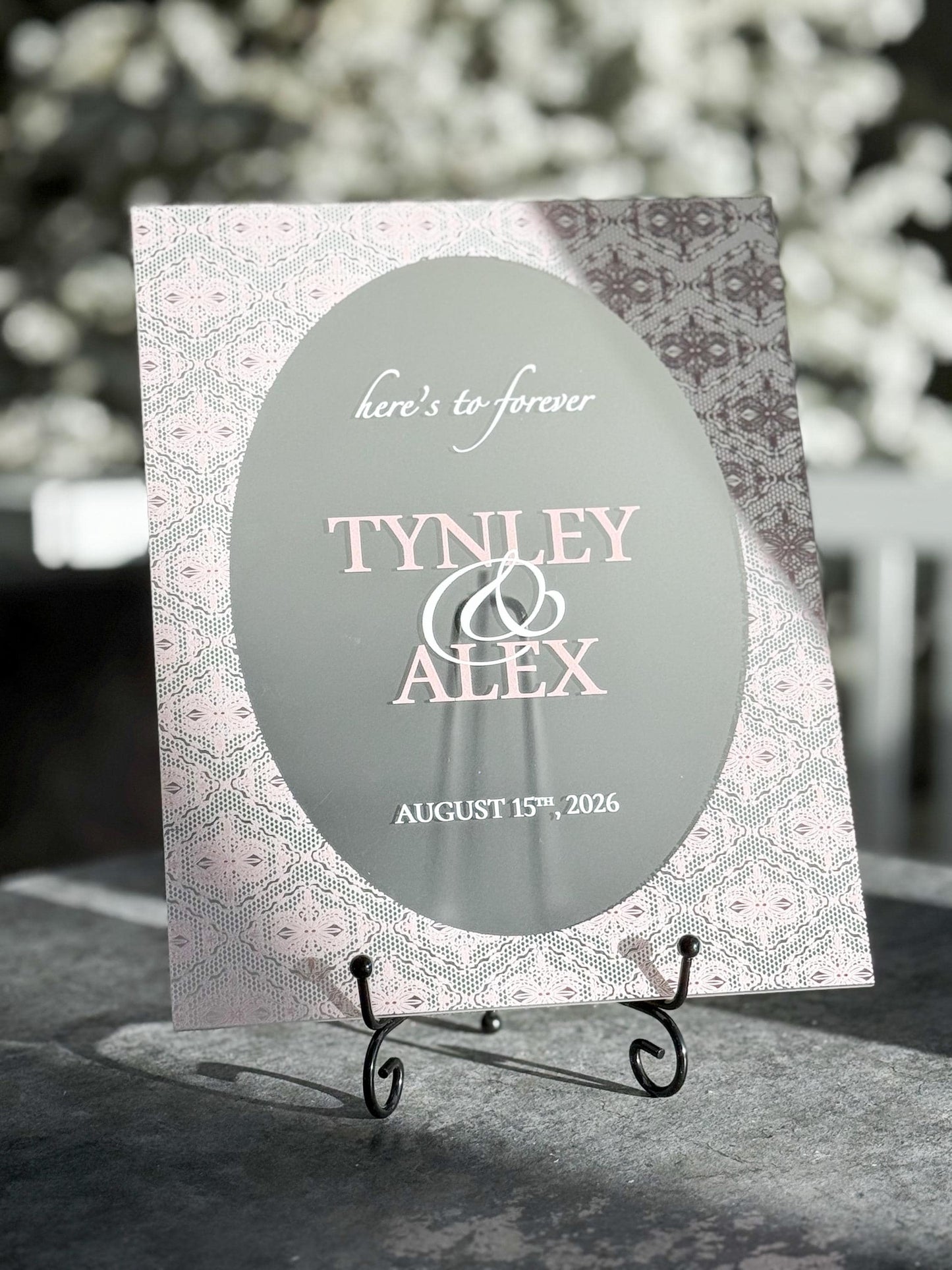 Personalized Wedding Welcome Sign | Acrylic Lace Wedding Sign | Modern Wedding Decor | Custom Couple Name Sign | Engagement Sign