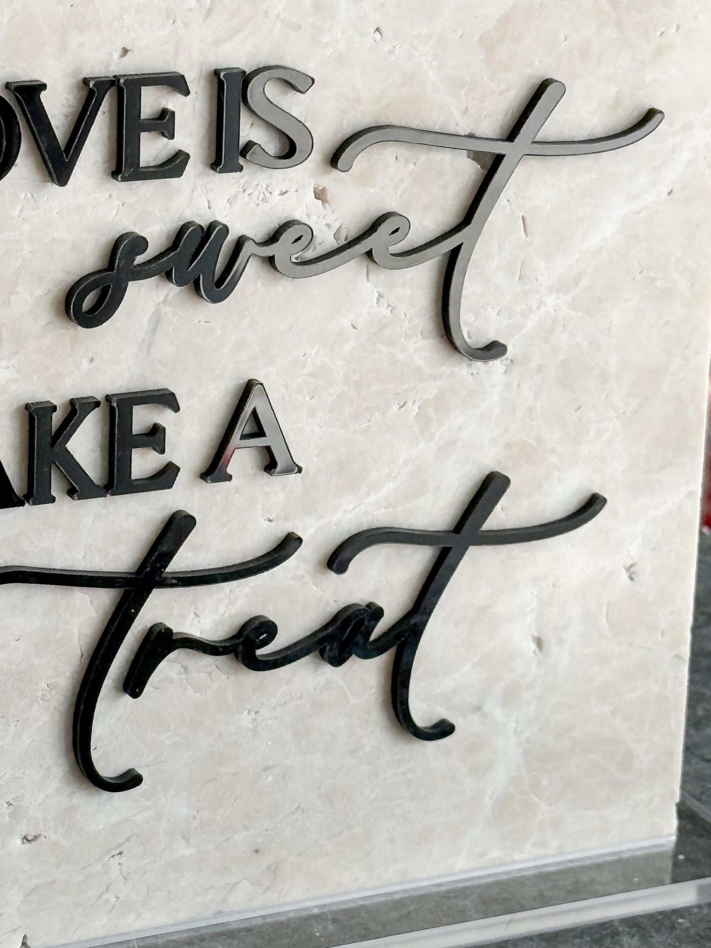 Marble 3D Love Is Sweet Take a Treat Sign | Wedding Dessert Table Sign | Modern Wedding Decor | Favor Sign | Gold Mirror Acrylic