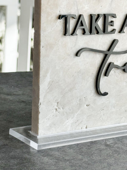 Marble 3D Love Is Sweet Take a Treat Sign | Wedding Dessert Table Sign | Modern Wedding Decor | Favor Sign | Gold Mirror Acrylic