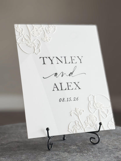 Personalized Wedding Welcome Sign | Acrylic Floral Wedding Sign | Modern Wedding Decor | Custom Couple Name Sign | Engagement Sign