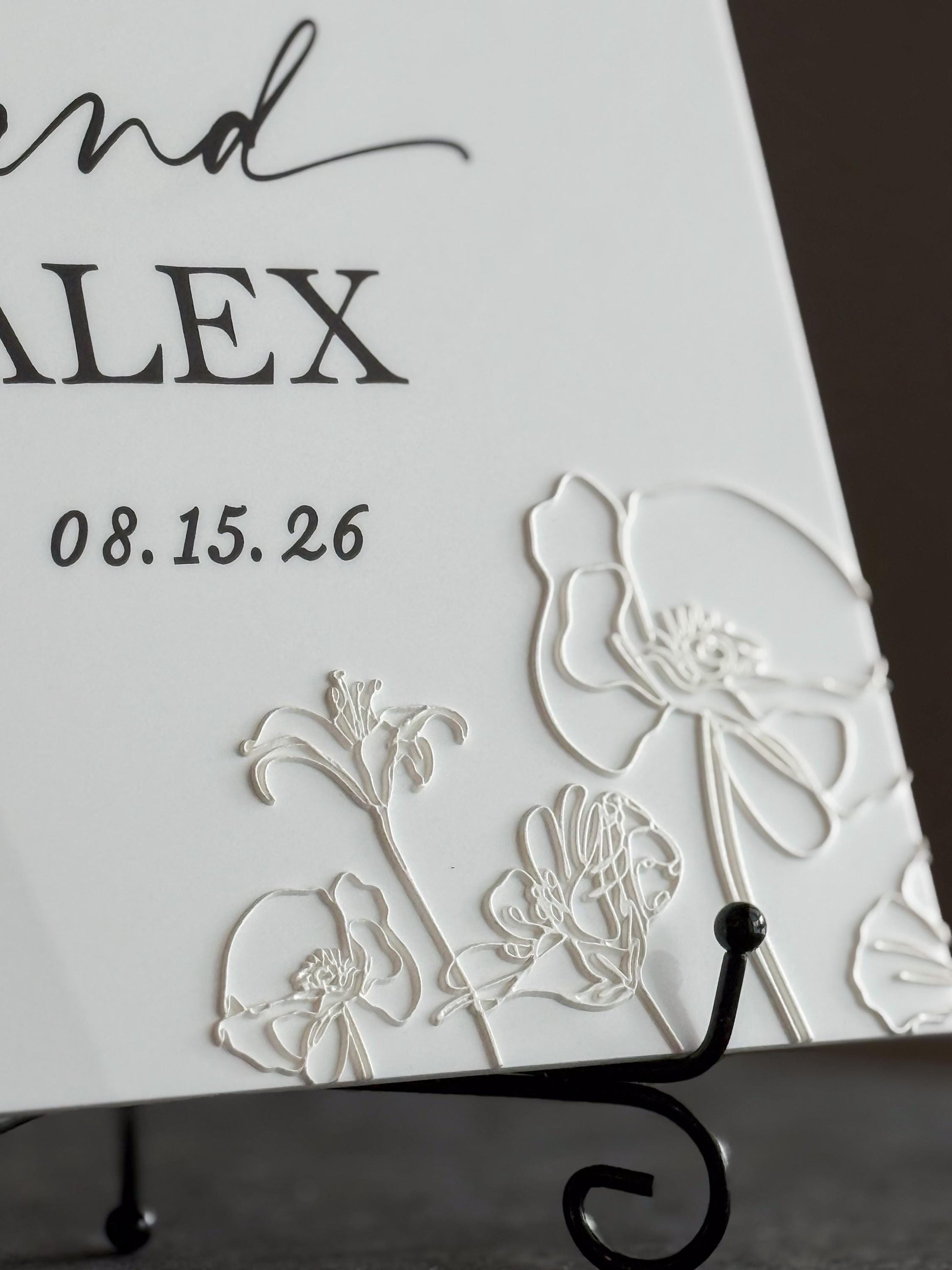 Personalized Wedding Welcome Sign | Acrylic Floral Wedding Sign | Modern Wedding Decor | Custom Couple Name Sign | Engagement Sign