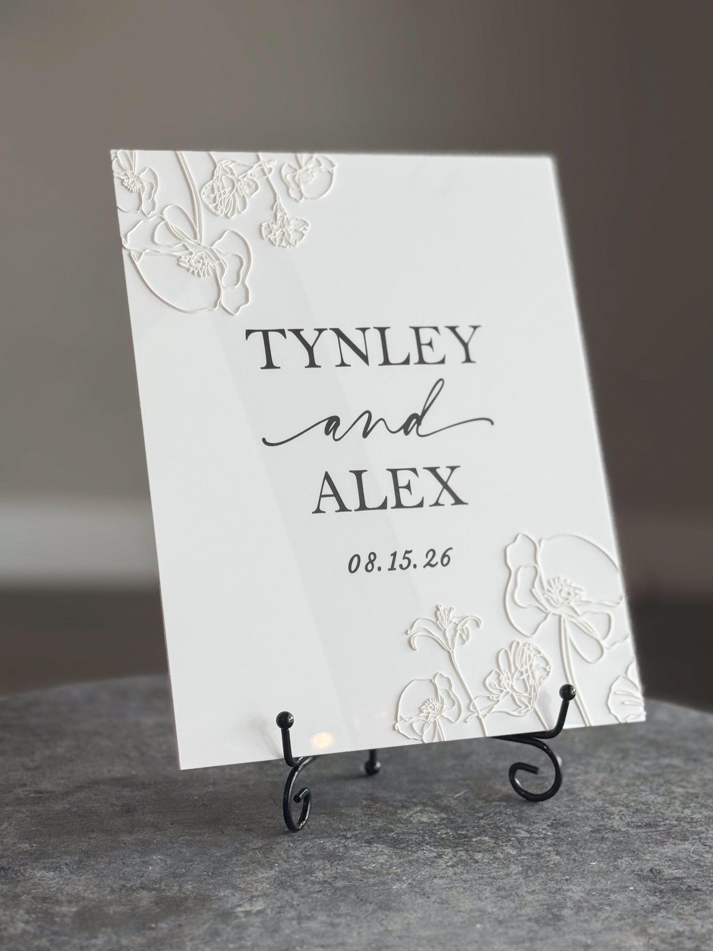 Personalized Wedding Welcome Sign | Acrylic Floral Wedding Sign | Modern Wedding Decor | Custom Couple Name Sign | Engagement Sign