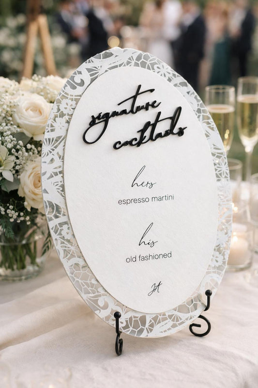 Floral Lace Signature Cocktails Sign