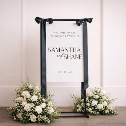 3D Engagement Welcome Sign Ribbon | Minimalist Modern Signage | Engagement Party Sign | Acrylic Engagement Sign | Welcome Sign