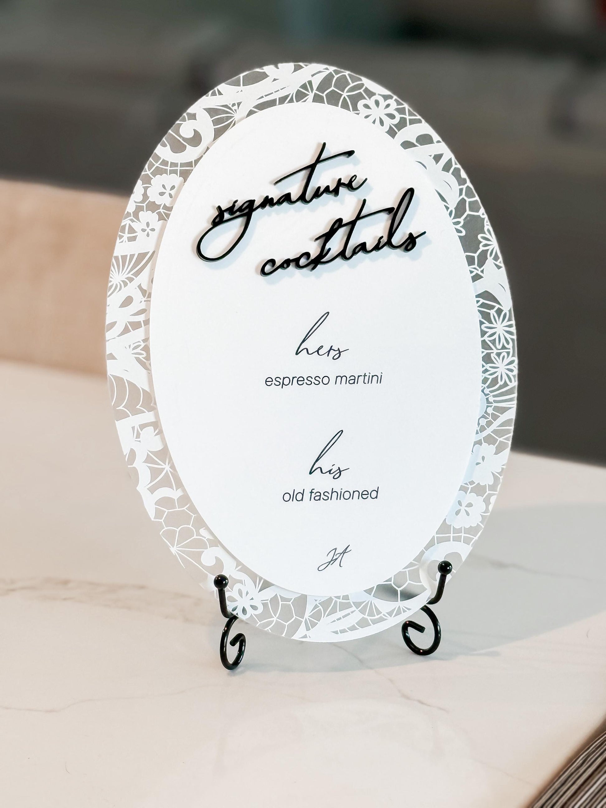 Floral Lace Signature Cocktails Sign