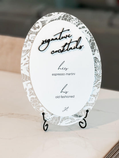 Floral Lace Signature Cocktails Sign