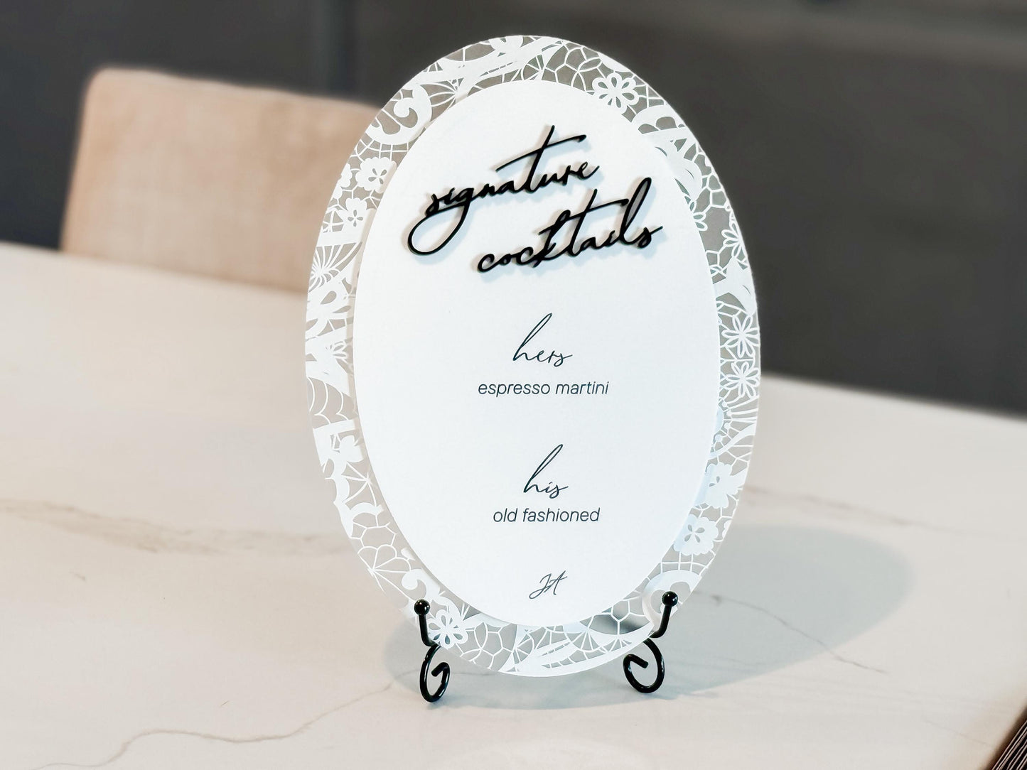 Floral Lace Signature Cocktails Sign