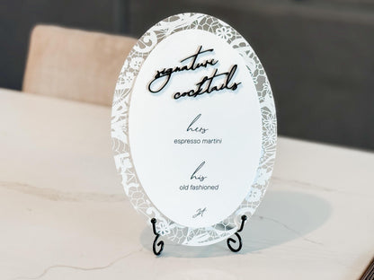 Floral Lace Signature Cocktails Sign