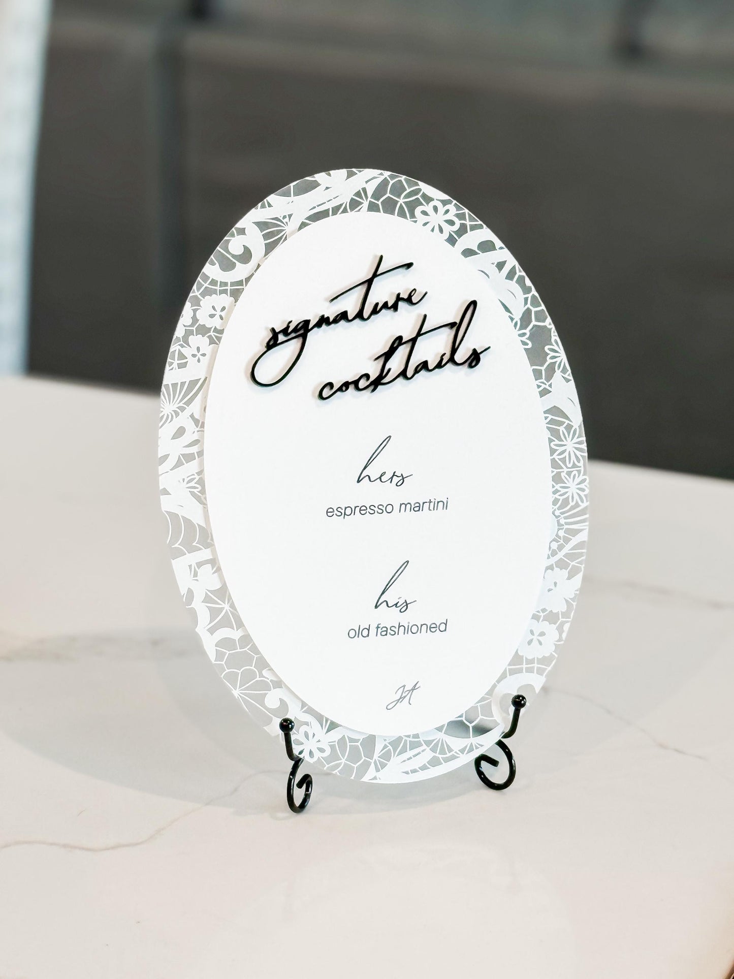Floral Lace Signature Cocktails Sign