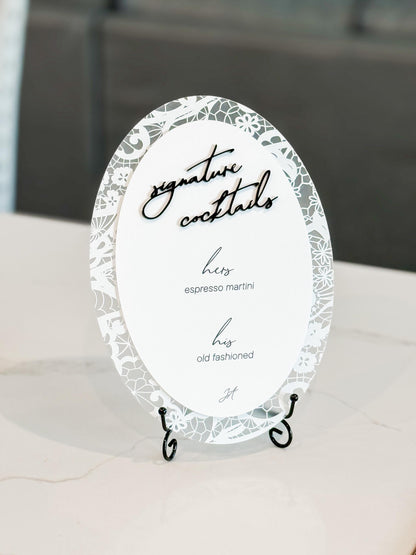 Floral Lace Signature Cocktails Sign