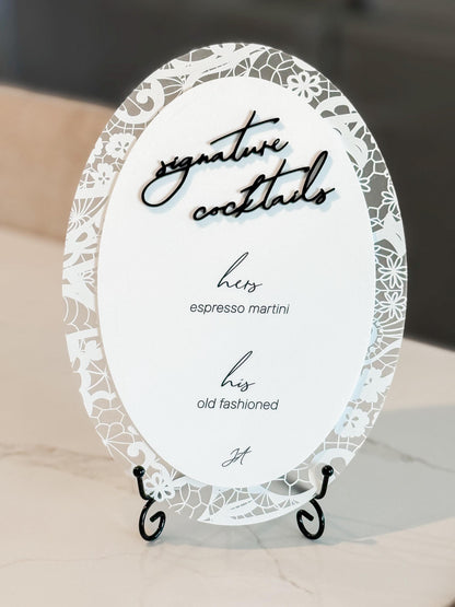 Floral Lace Signature Cocktails Sign