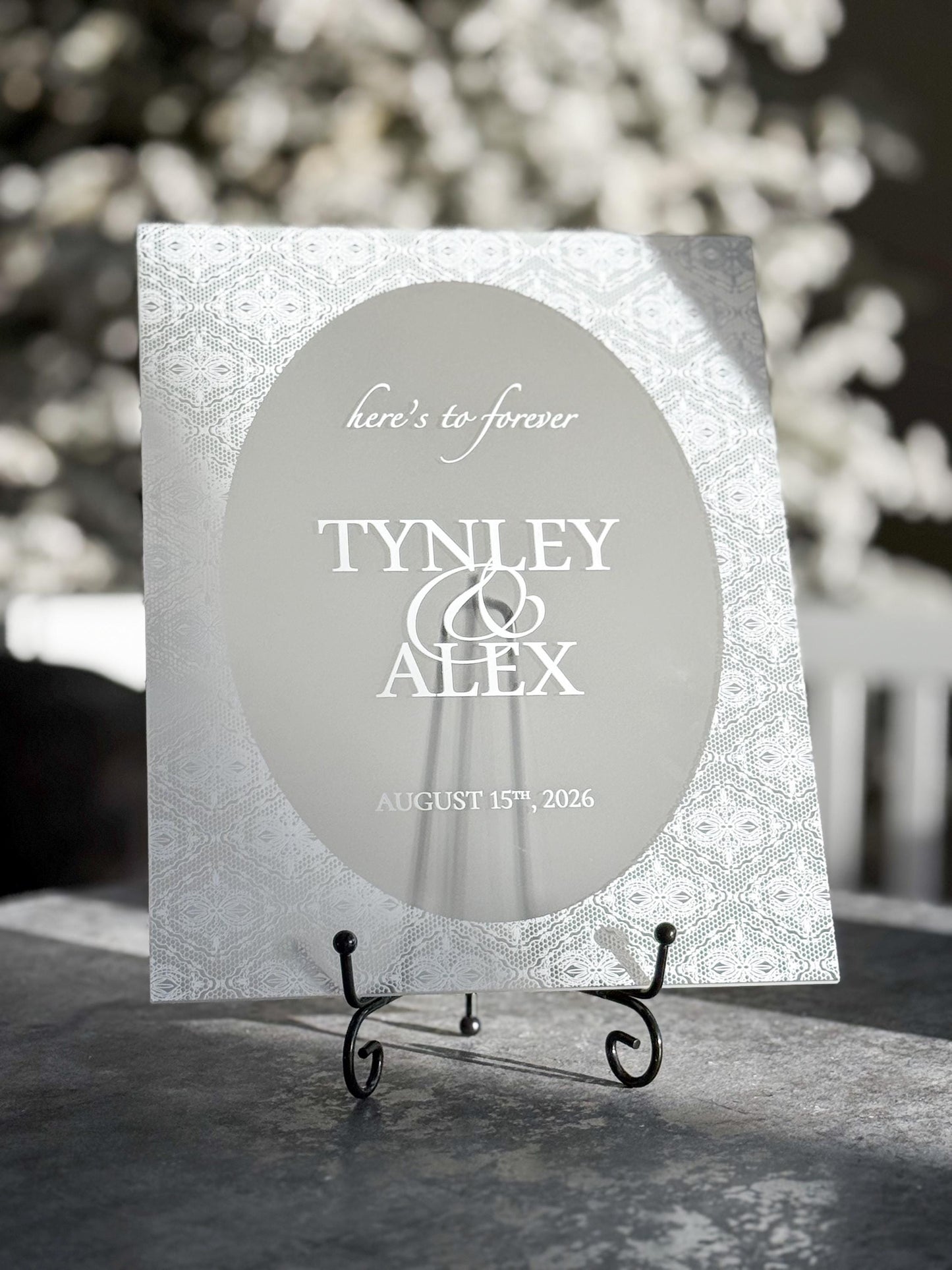 Personalized Wedding Welcome Sign | Acrylic Lace Wedding Sign | Modern Wedding Decor | Custom Couple Name Sign | Engagement Sign