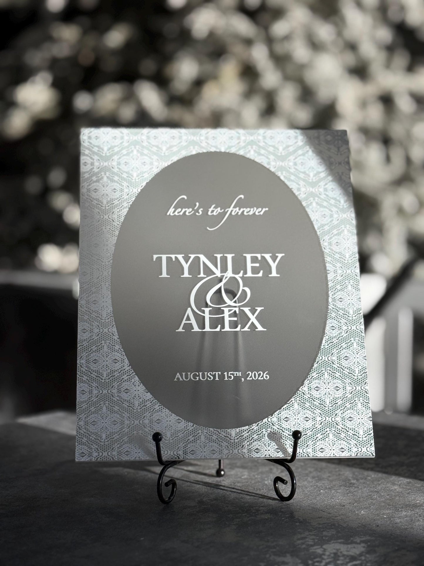 Personalized Wedding Welcome Sign | Acrylic Lace Wedding Sign | Modern Wedding Decor | Custom Couple Name Sign | Engagement Sign