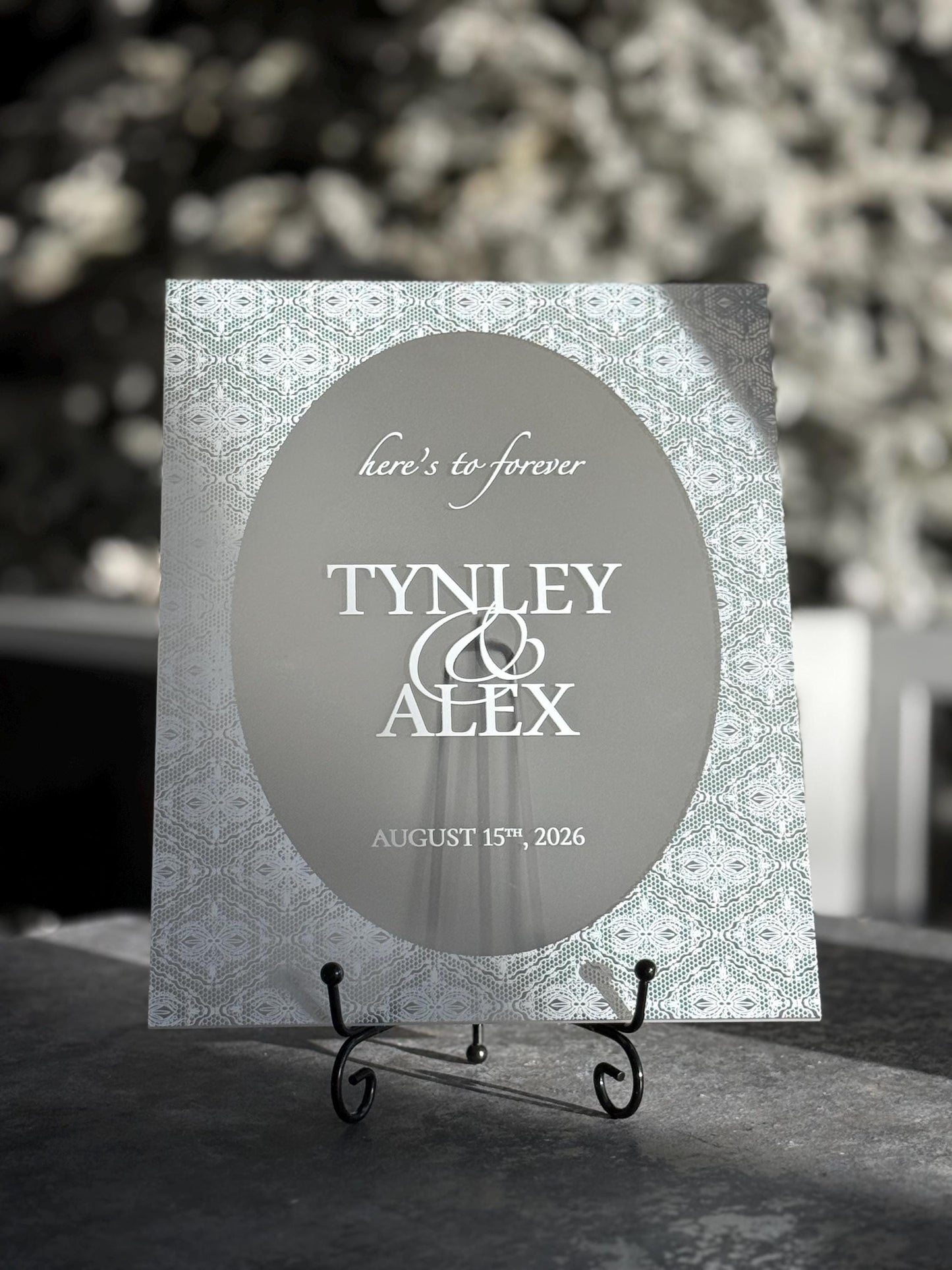 Personalized Wedding Welcome Sign | Acrylic Lace Wedding Sign | Modern Wedding Decor | Custom Couple Name Sign | Engagement Sign