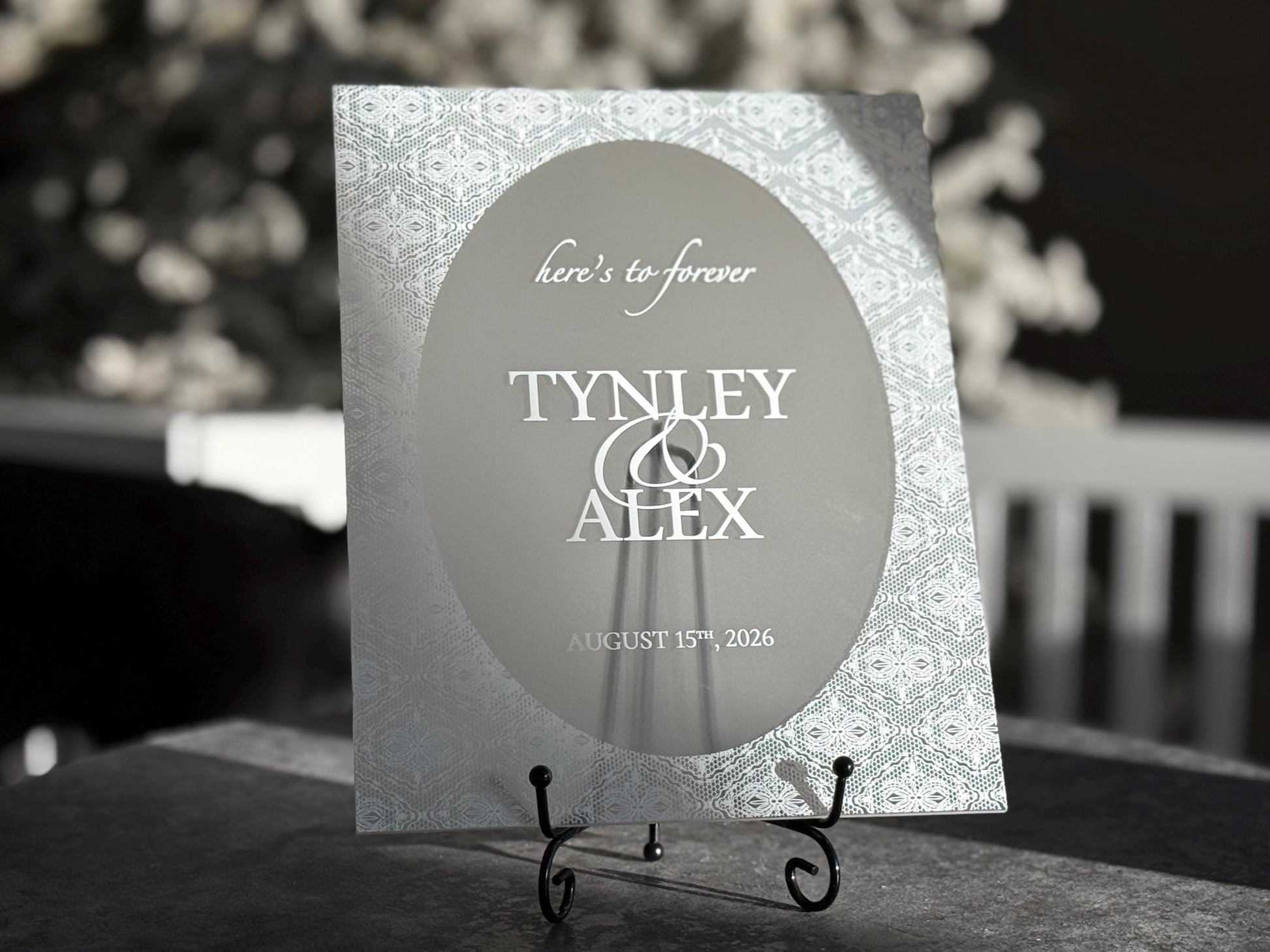 Personalized Wedding Welcome Sign | Acrylic Lace Wedding Sign | Modern Wedding Decor | Custom Couple Name Sign | Engagement Sign