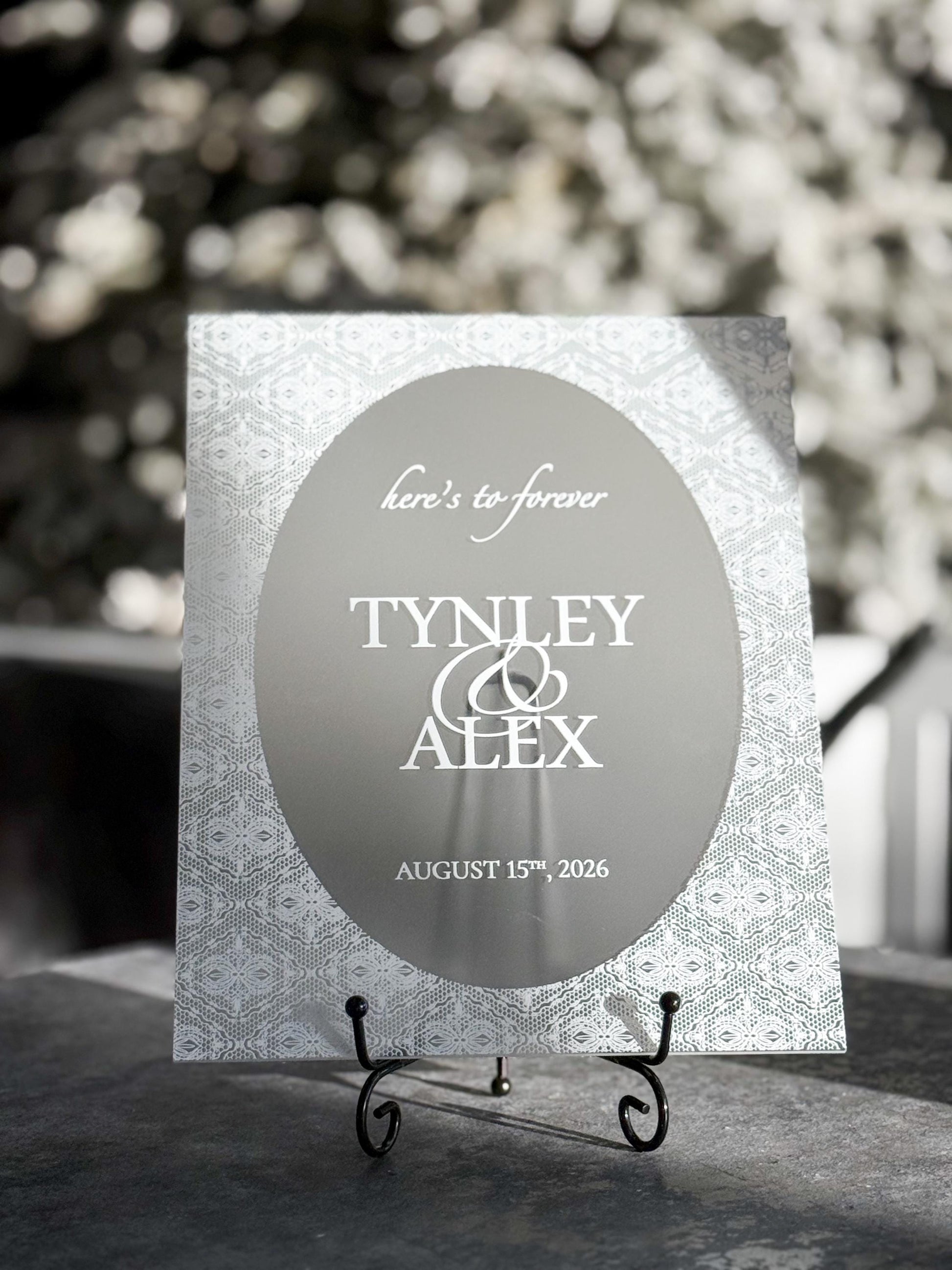 Personalized Wedding Welcome Sign | Acrylic Lace Wedding Sign | Modern Wedding Decor | Custom Couple Name Sign | Engagement Sign