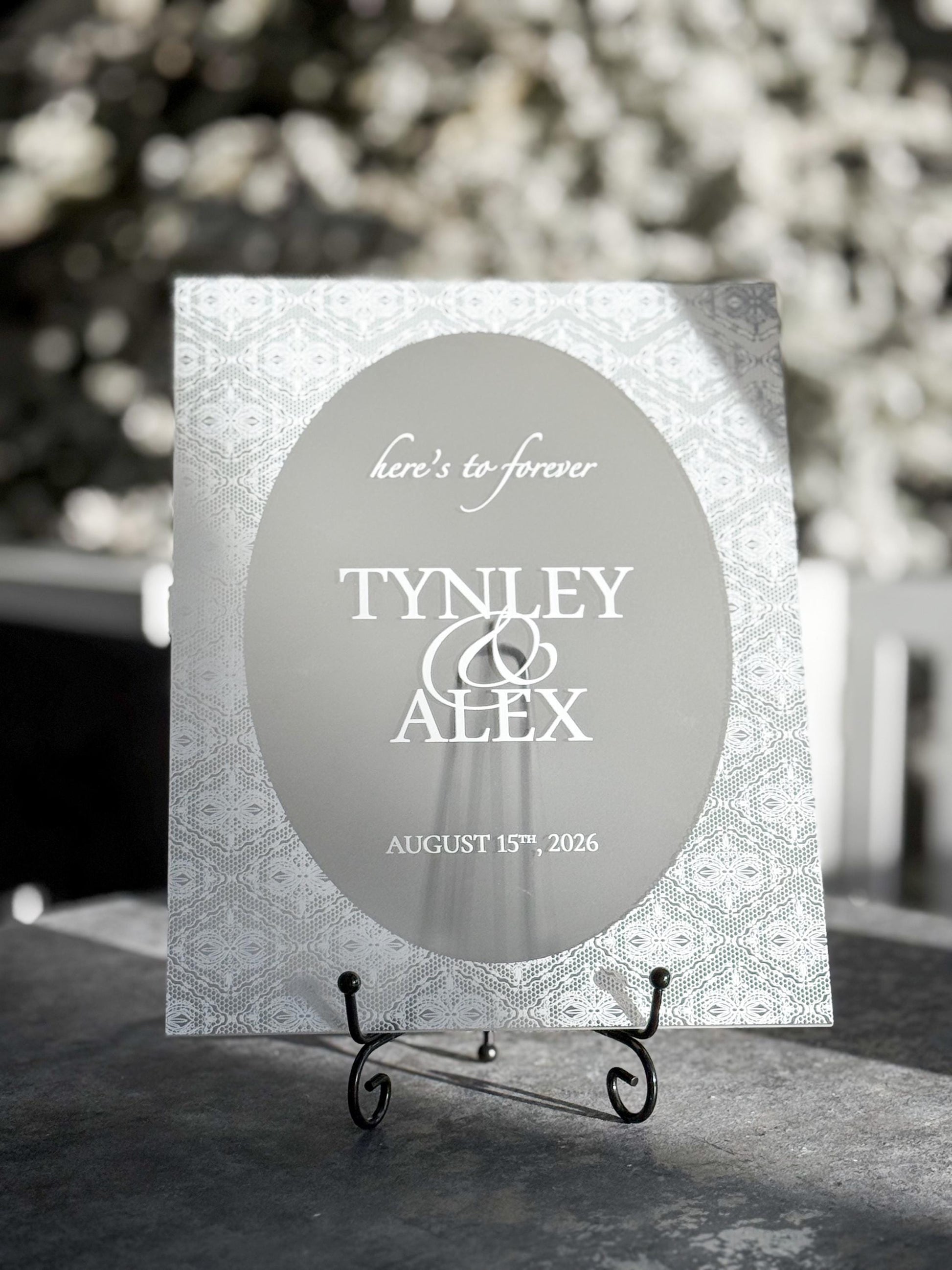 Personalized Wedding Welcome Sign | Acrylic Lace Wedding Sign | Modern Wedding Decor | Custom Couple Name Sign | Engagement Sign