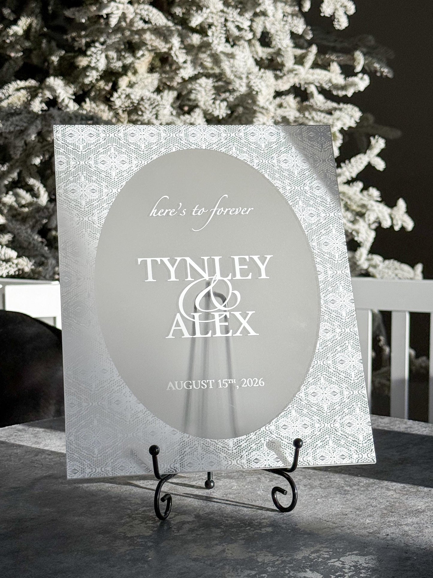 Personalized Wedding Welcome Sign | Acrylic Lace Wedding Sign | Modern Wedding Decor | Custom Couple Name Sign | Engagement Sign