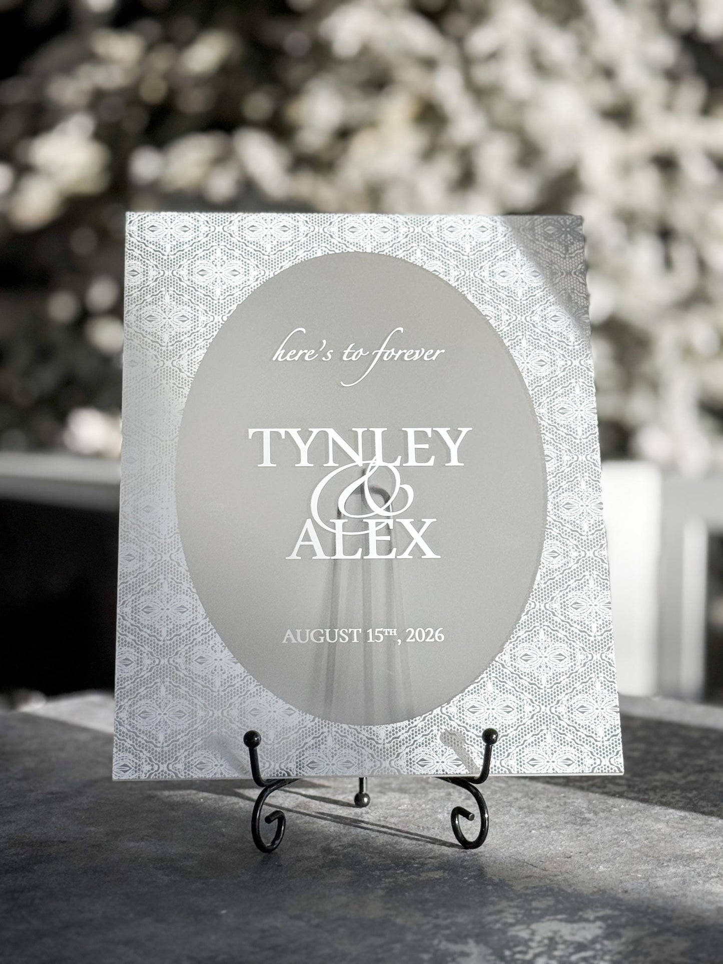 Personalized Wedding Welcome Sign | Acrylic Lace Wedding Sign | Modern Wedding Decor | Custom Couple Name Sign | Engagement Sign