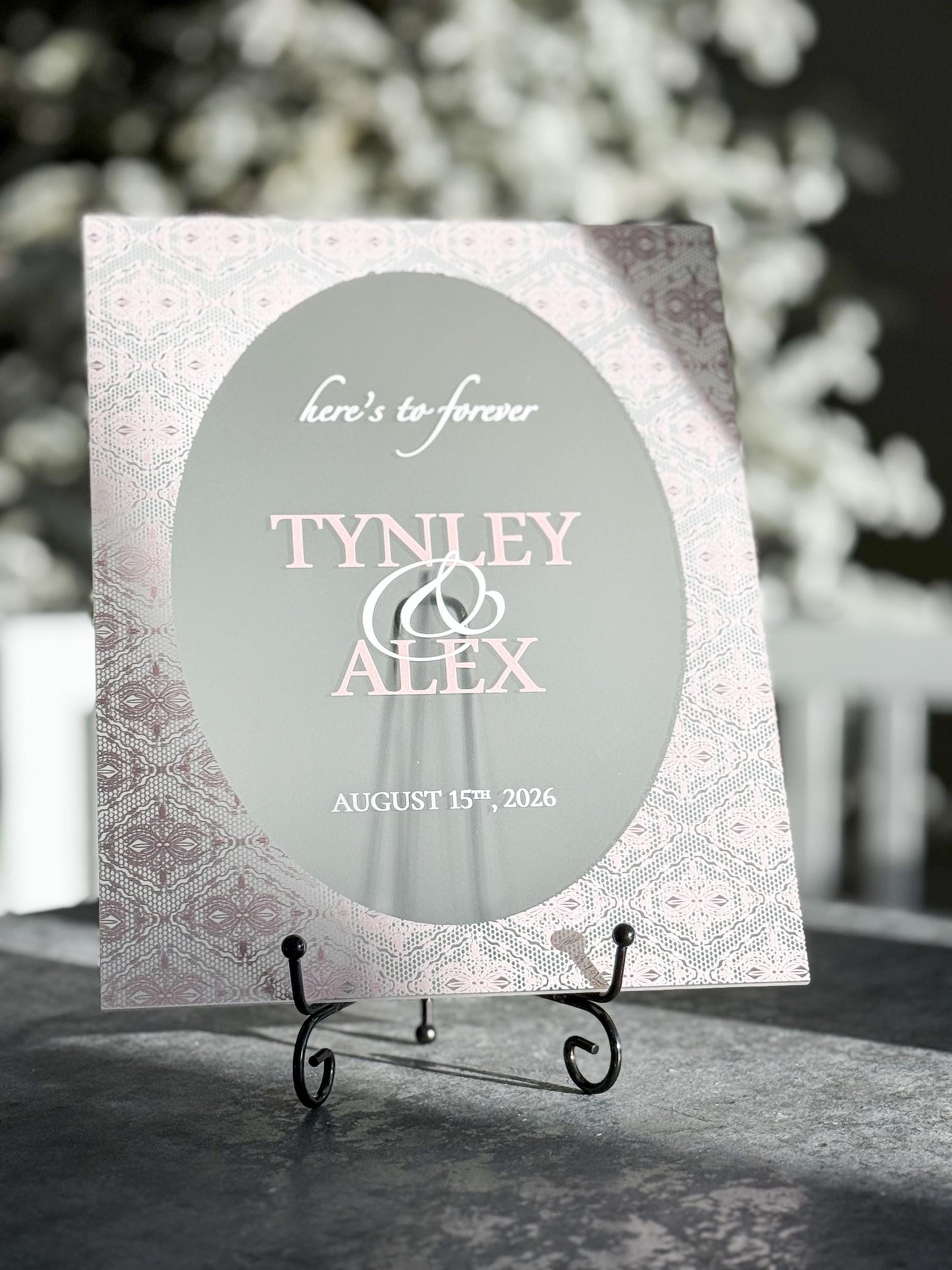 Personalized Wedding Welcome Sign | Acrylic Lace Wedding Sign | Modern Wedding Decor | Custom Couple Name Sign | Engagement Sign