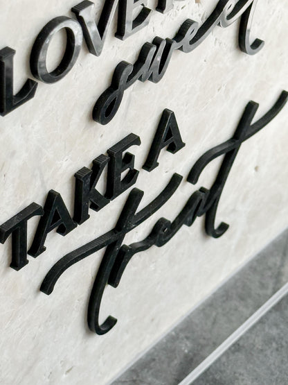 Marble 3D Love Is Sweet Take a Treat Sign | Wedding Dessert Table Sign | Modern Wedding Decor | Favor Sign | Gold Mirror Acrylic