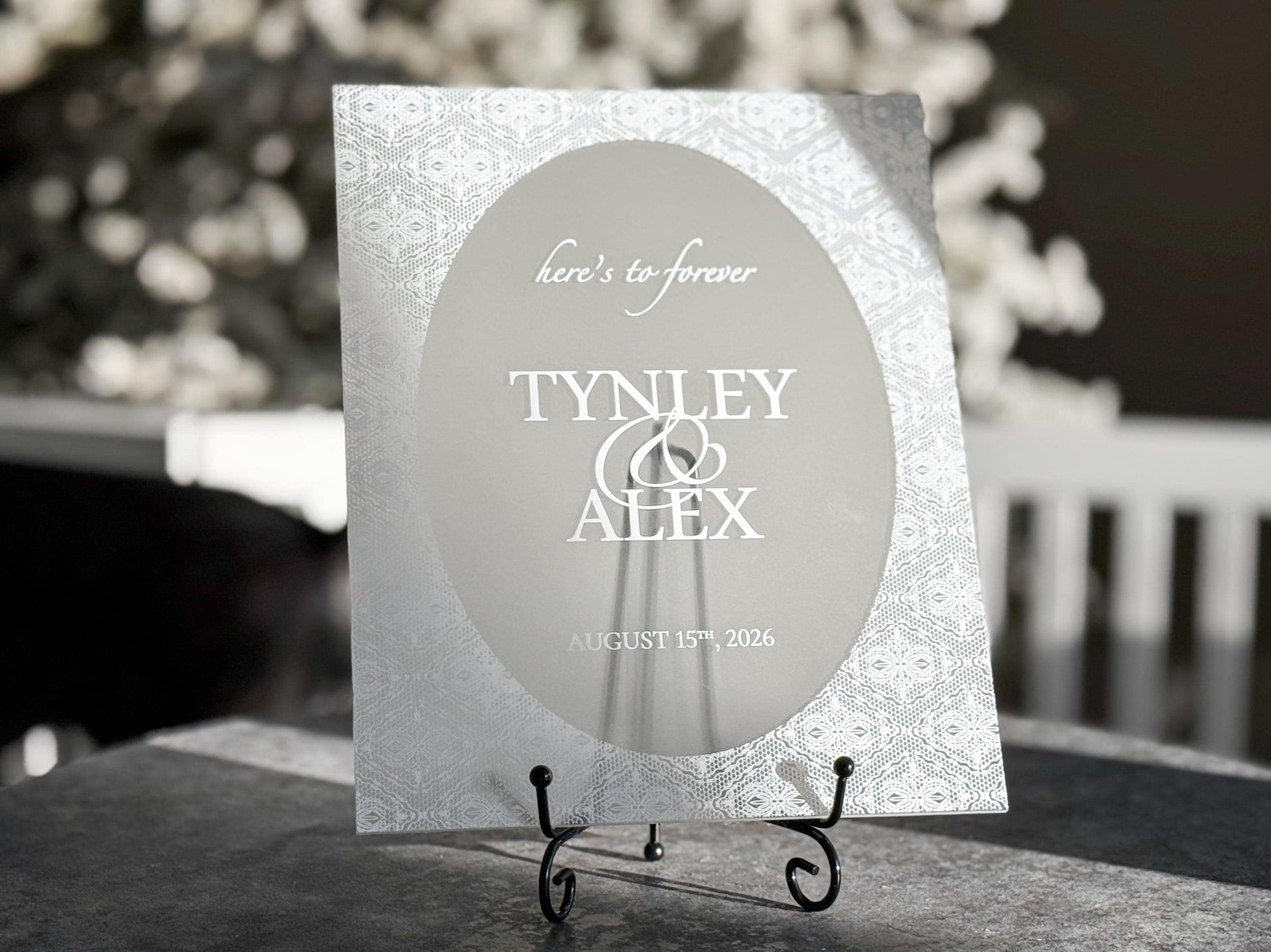 Personalized Wedding Welcome Sign | Acrylic Lace Wedding Sign | Modern Wedding Decor | Custom Couple Name Sign | Engagement Sign