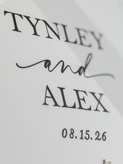 Personalized Wedding Welcome Sign | Acrylic Floral Wedding Sign | Modern Wedding Decor | Custom Couple Name Sign | Engagement Sign