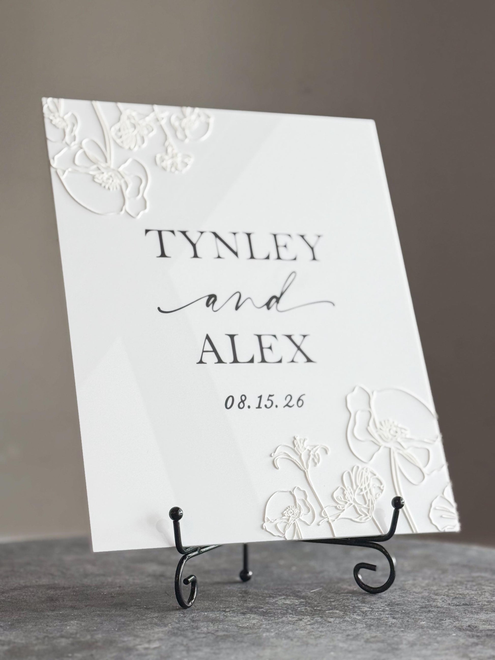 Personalized Wedding Welcome Sign | Acrylic Floral Wedding Sign | Modern Wedding Decor | Custom Couple Name Sign | Engagement Sign