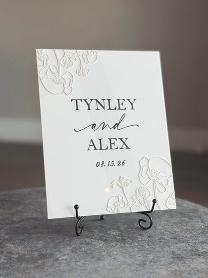 Personalized Wedding Welcome Sign | Acrylic Floral Wedding Sign | Modern Wedding Decor | Custom Couple Name Sign | Engagement Sign