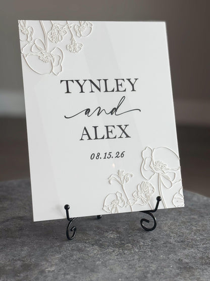 Personalized Wedding Welcome Sign | Acrylic Floral Wedding Sign | Modern Wedding Decor | Custom Couple Name Sign | Engagement Sign