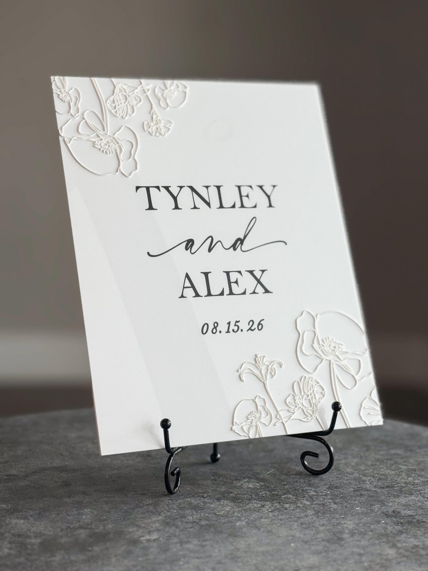 Personalized Wedding Welcome Sign | Acrylic Floral Wedding Sign | Modern Wedding Decor | Custom Couple Name Sign | Engagement Sign