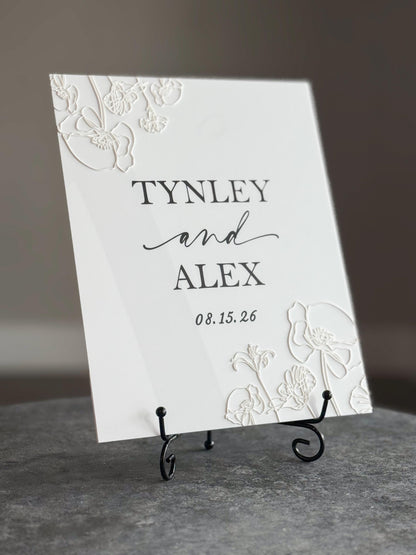 Personalized Wedding Welcome Sign | Acrylic Floral Wedding Sign | Modern Wedding Decor | Custom Couple Name Sign | Engagement Sign