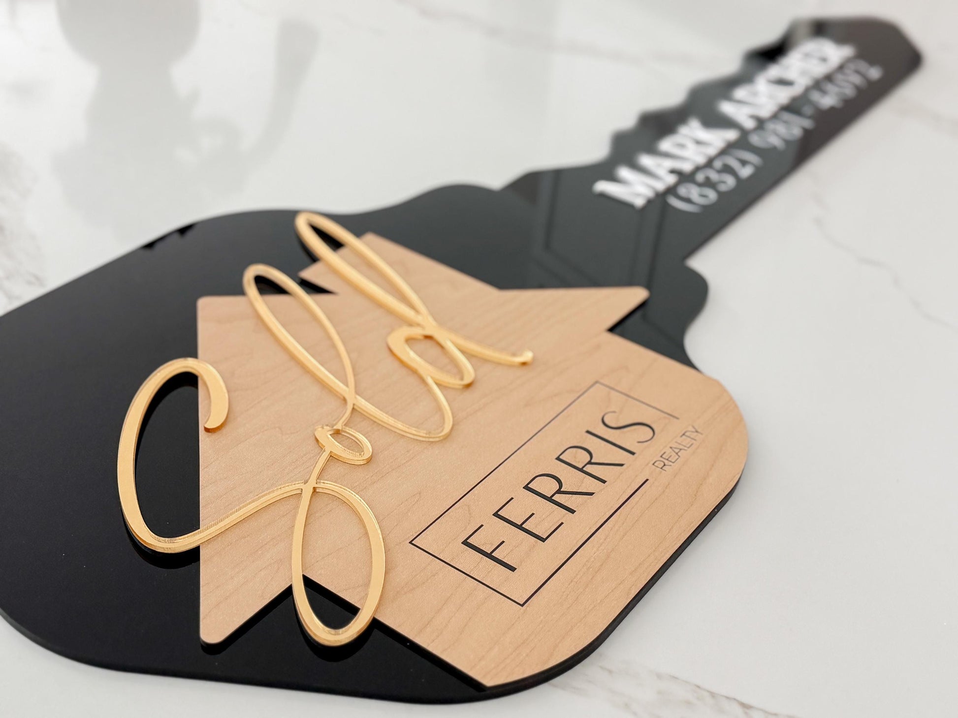 Personalized Realtor Key with Logo | Closing Realty | House Sold Acrylic and Wood Sign | Closing Prop | Realtor Gift Sold Sign