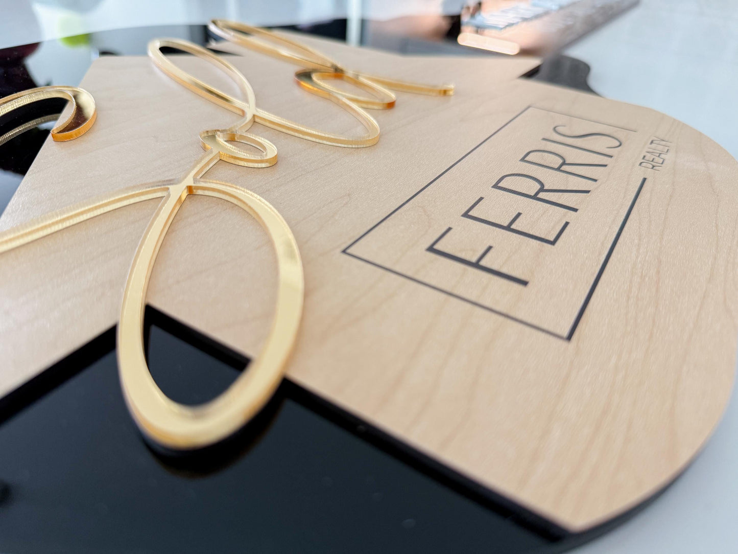 Personalized Realtor Key with Logo | Closing Realty | House Sold Acrylic and Wood Sign | Closing Prop | Realtor Gift Sold Sign