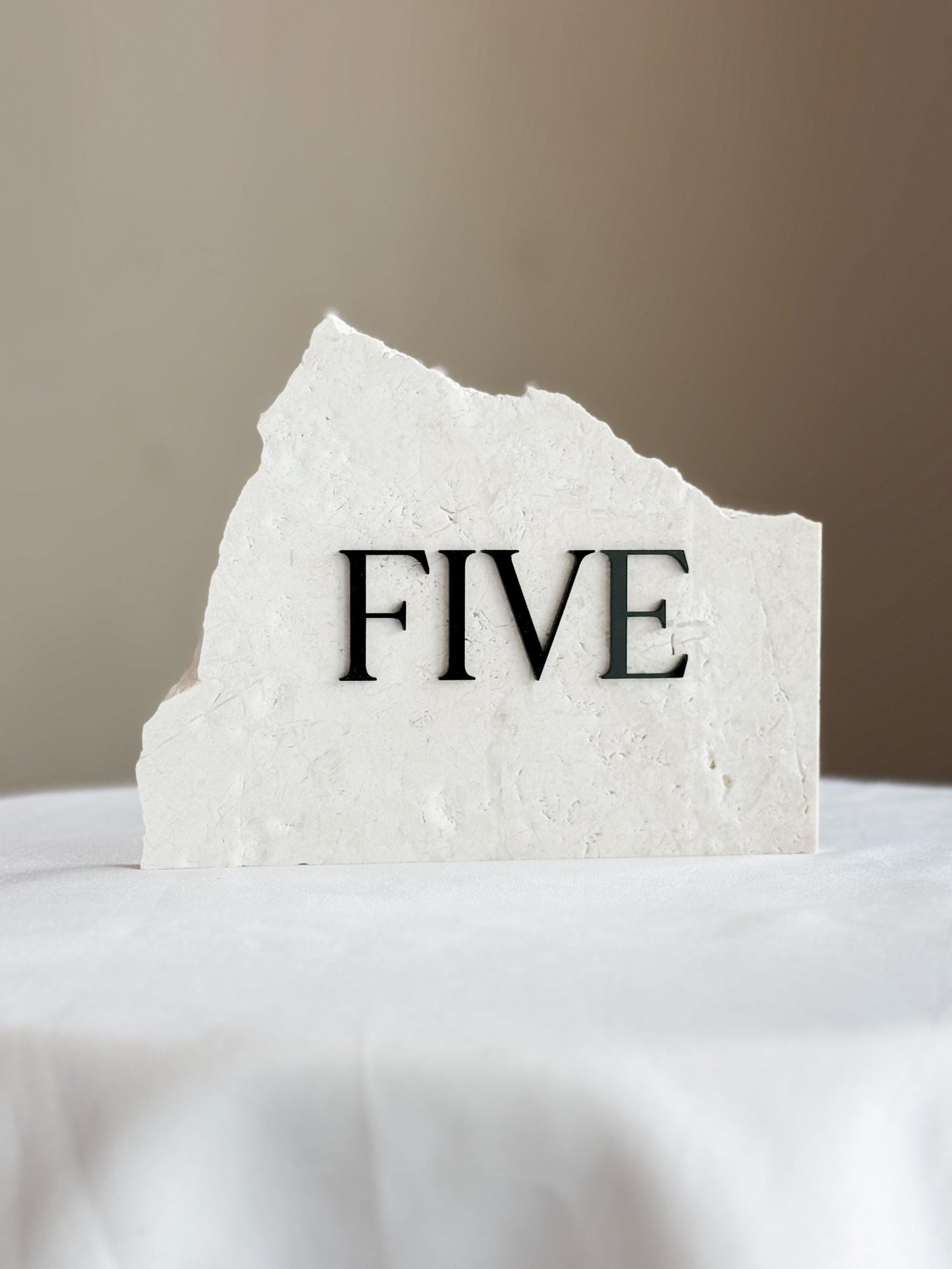 3D Acrylic Table Number Stone Sign | Unique Wedding Signage | Custom Layered Decor | Travertine Marble | Modern Reception Decor