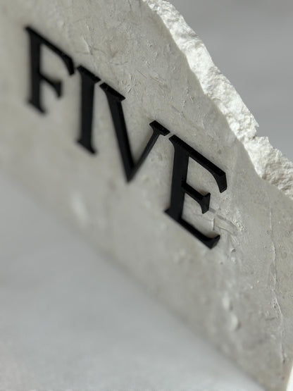 3D Acrylic Table Number Stone Sign | Unique Wedding Signage | Custom Layered Decor | Travertine Marble | Modern Reception Decor