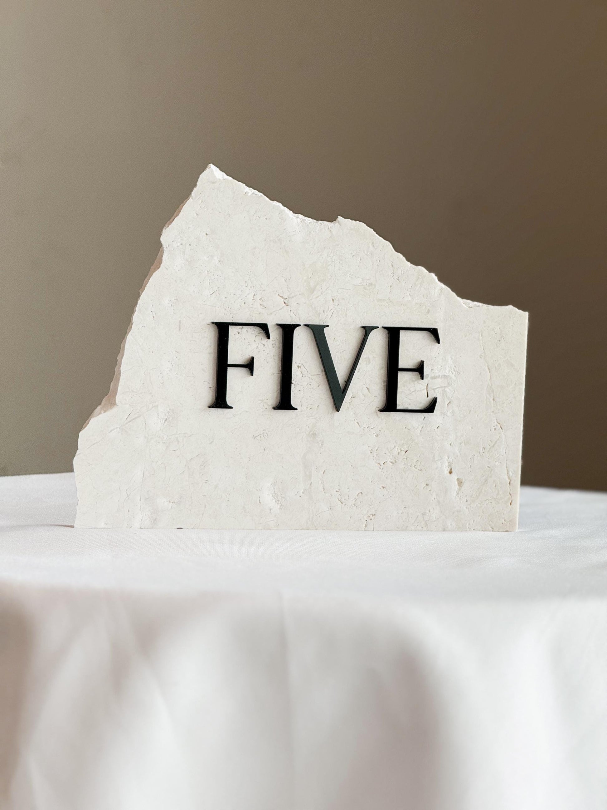 3D Acrylic Table Number Stone Sign | Unique Wedding Signage | Custom Layered Decor | Travertine Marble | Modern Reception Decor