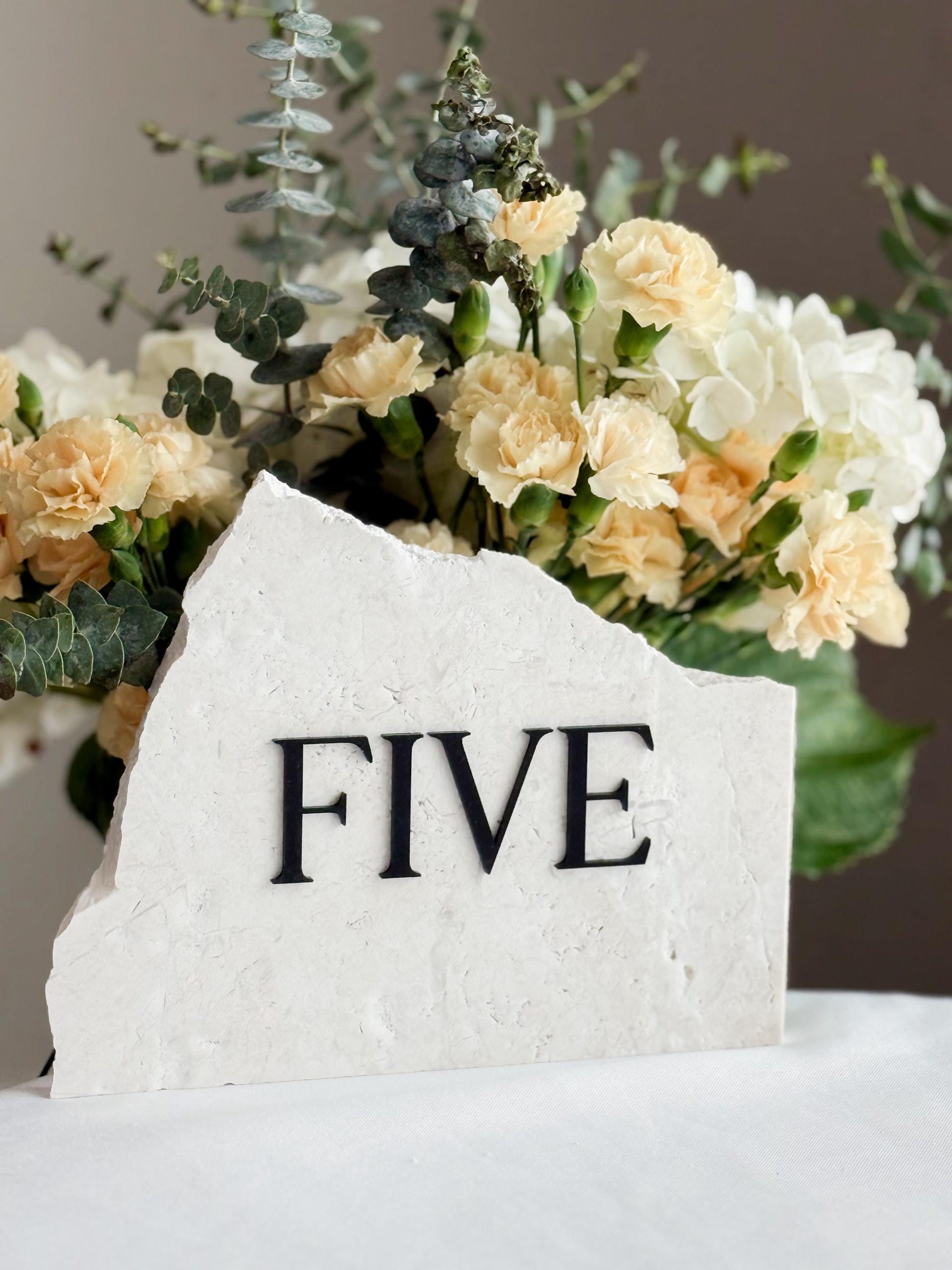 3D Acrylic Table Number Stone Sign | Unique Wedding Signage | Custom Layered Decor | Travertine Marble | Modern Reception Decor