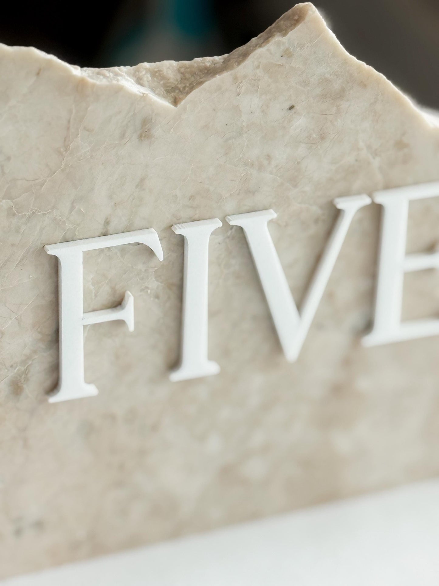3D Marble Stone Acrylic Table Number Sign | Unique Wedding Signage | Custom Layered Decor | Travertine Marble | Modern Reception Decor