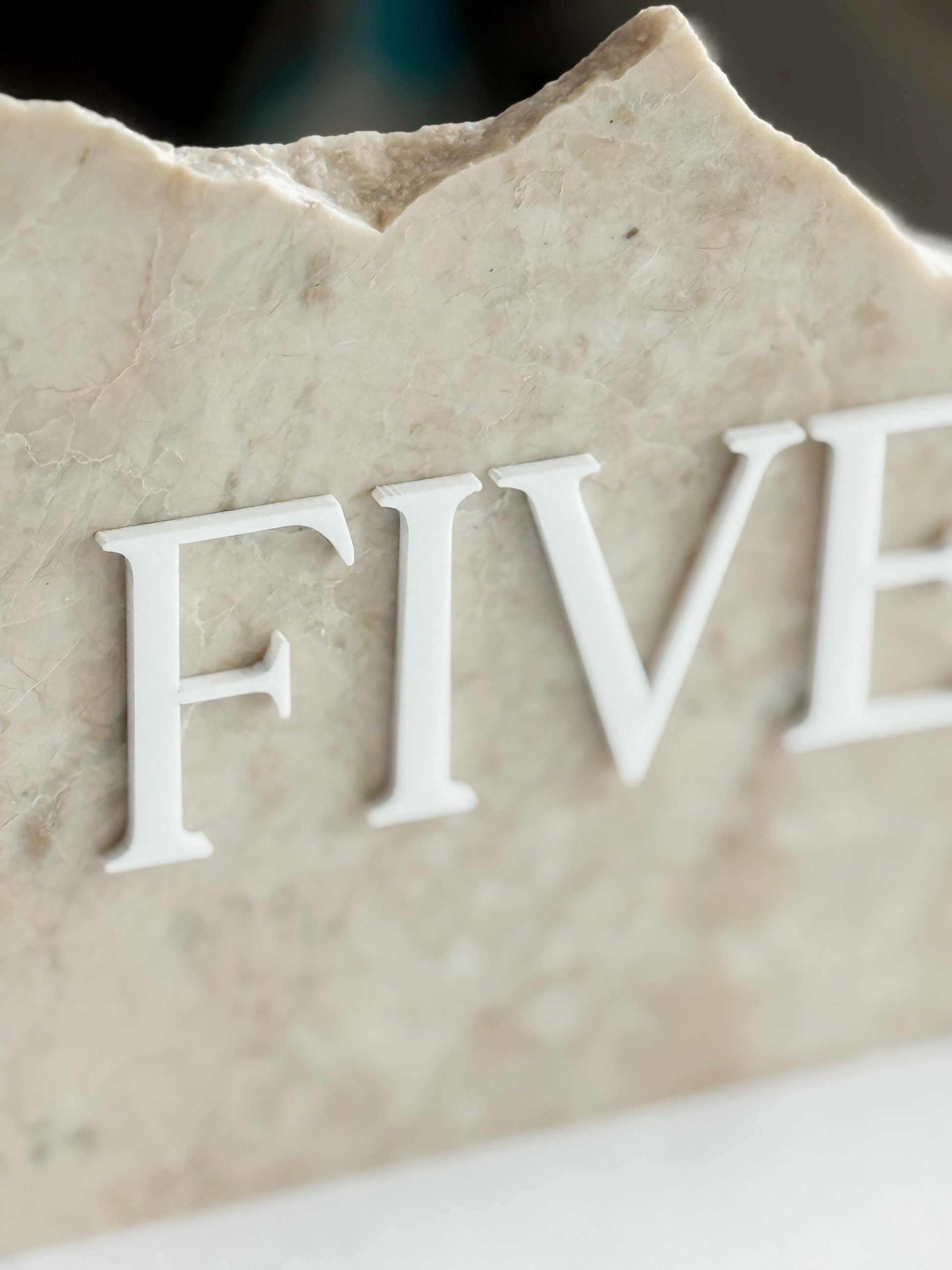 3D Marble Stone Acrylic Table Number Sign | Unique Wedding Signage | Custom Layered Decor | Travertine Marble | Modern Reception Decor