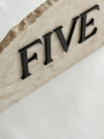 3D Marble Stone Acrylic Table Number Sign | Unique Wedding Signage | Custom Layered Decor | Travertine Marble | Modern Reception Decor