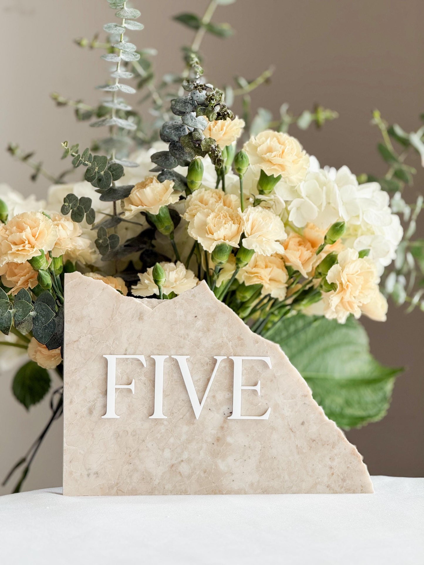 3D Marble Stone Acrylic Table Number Sign | Unique Wedding Signage | Custom Layered Decor | Travertine Marble | Modern Reception Decor